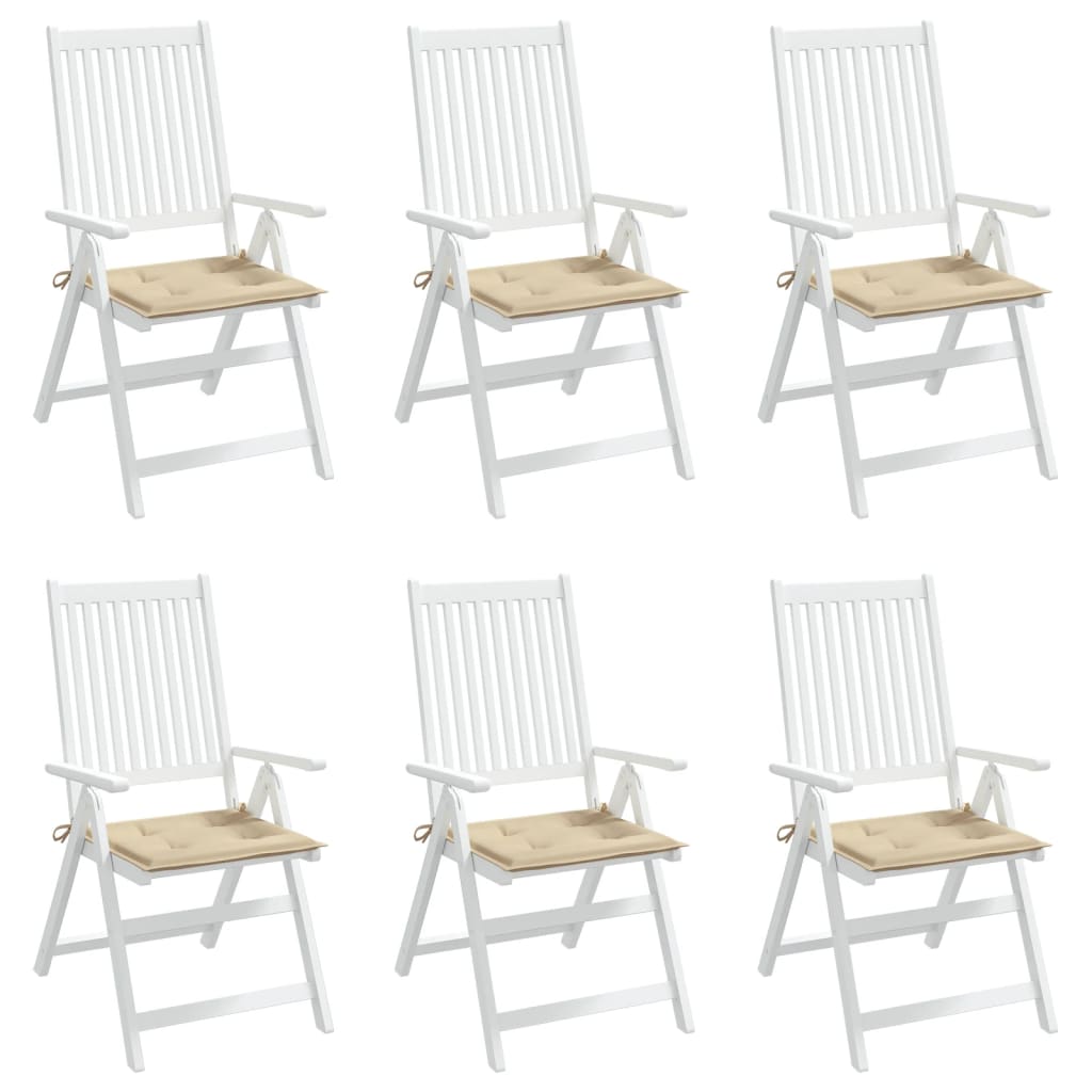 vidaXL Garden Chair Cushions 6 pcs Beige 19.7"x19.7"x1.2" Oxford Fabric