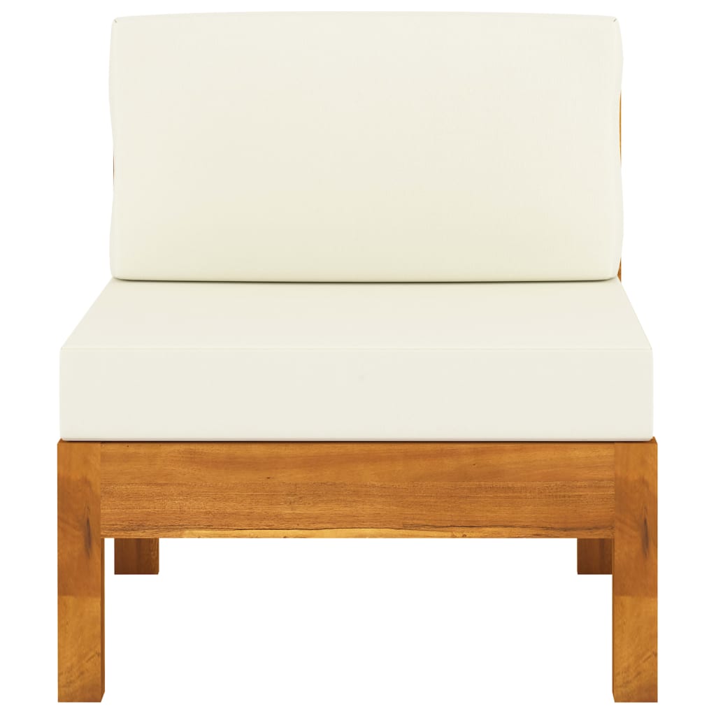 vidaXL 6 Piece Patio Lounge Set with Cream White Cushions Acacia Wood