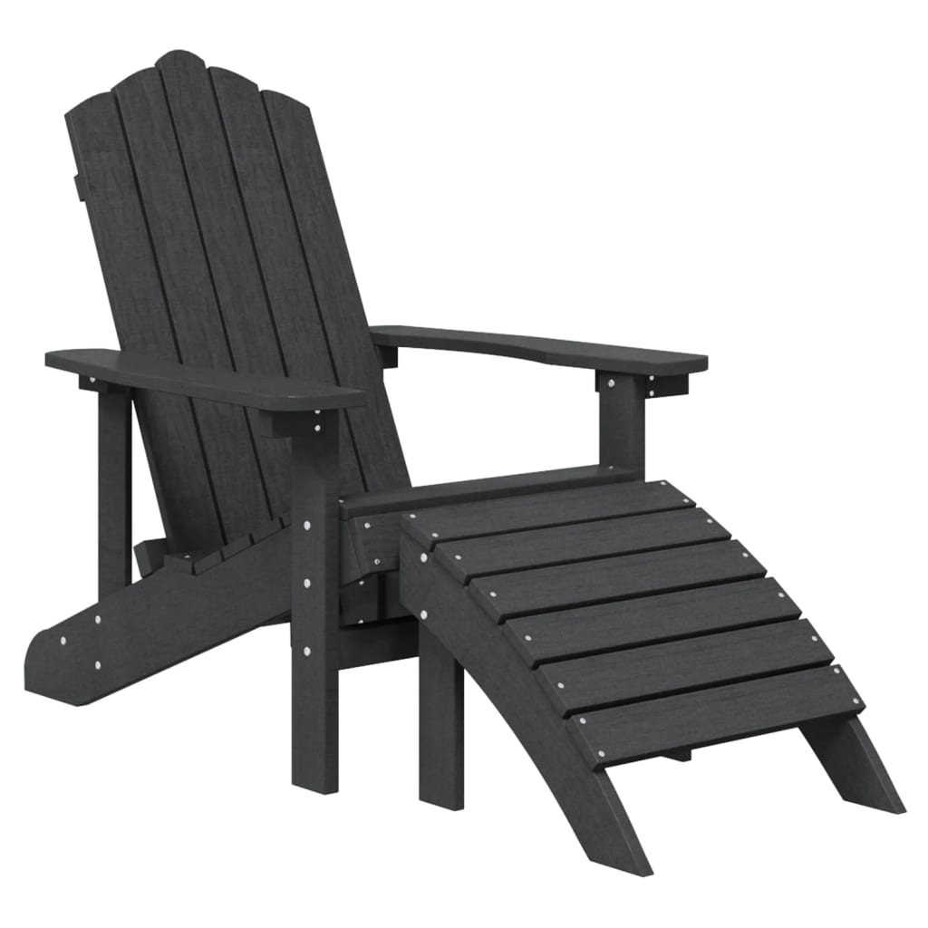 vidaXL Patio Adirondack Chair with Footstool HDPE Anthracite