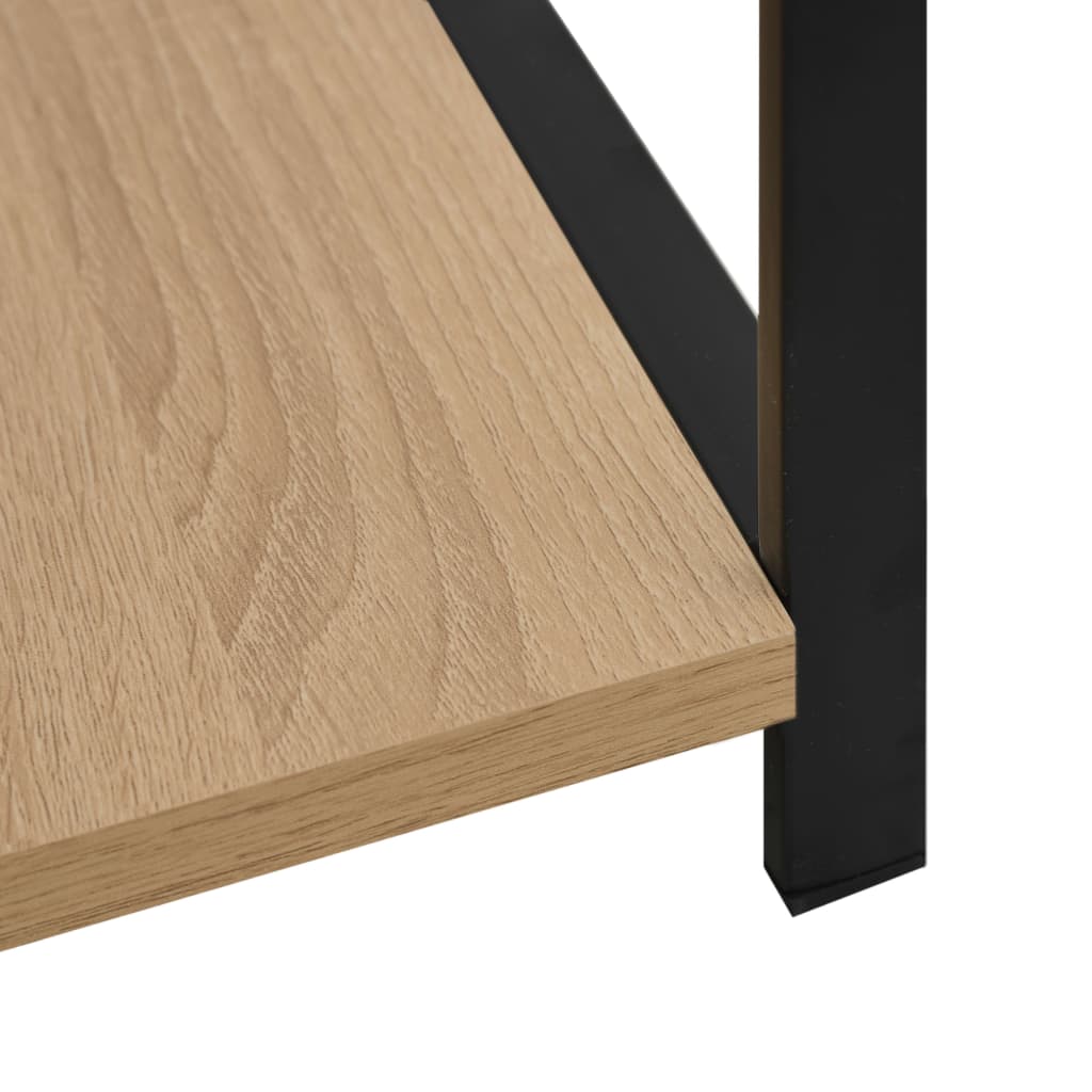 vidaXL Small Straight Book Shelf Black and Oak 13.2"x15.6"x31.4" Engineered Wood