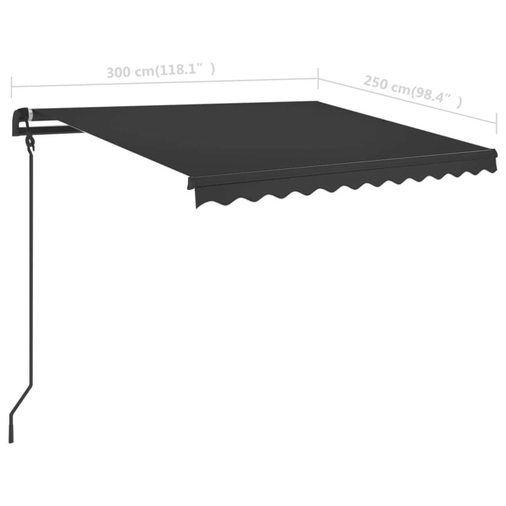 vidaXL Manual Retractable Awning with LED 118.1"x98.4" Anthracite