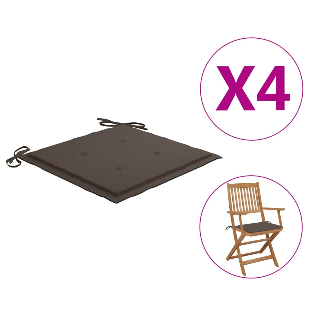 vidaXL Garden Chair Cushions 4 pcs Taupe 15.7"x15.7"x1.2"