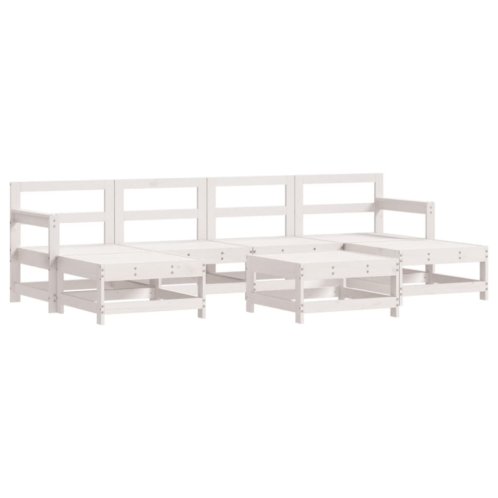 vidaXL 7 Piece Patio Lounge Set with Cushions White Solid Wood