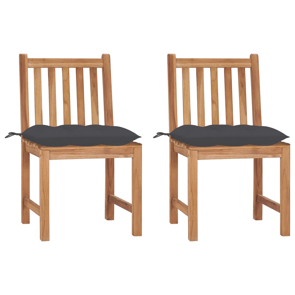 vidaXL Patio Chairs 2 pcs with Cushions Solid Teak Wood