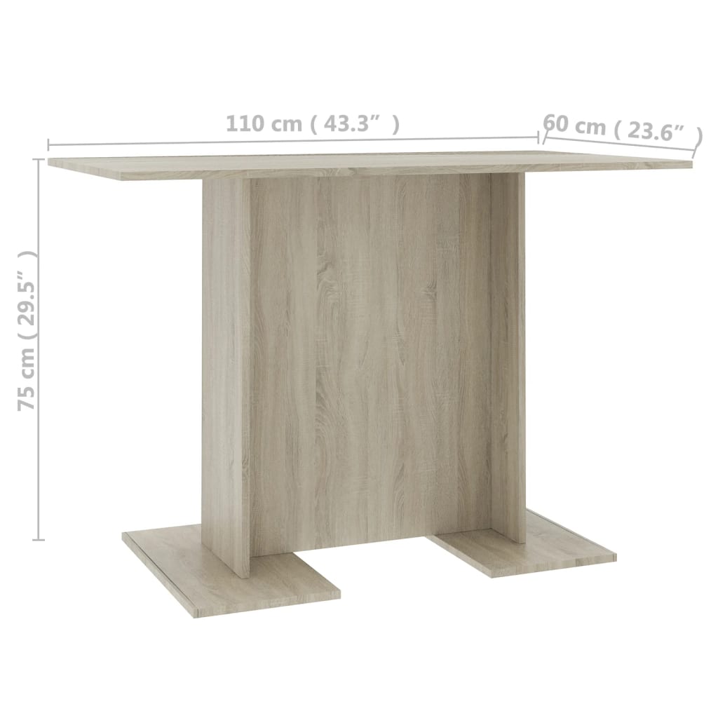 vidaXL Dining Table Sonoma Oak 43.3"x23.6"x29.5" Engineered Wood