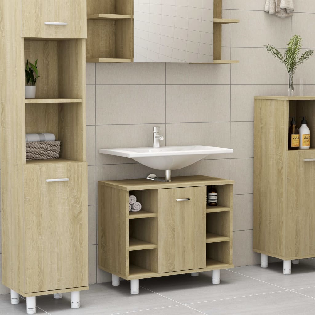 vidaXL Bathroom Cabinet Sonoma Oak 23.6"x12.6"x21.1" Chipboard