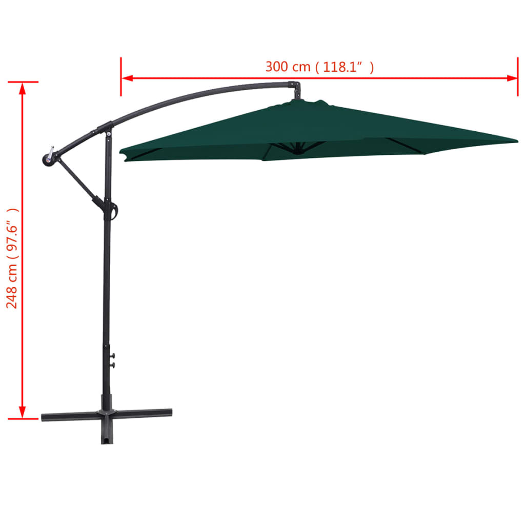 vidaXL Cantilever Umbrella 118.1" Green