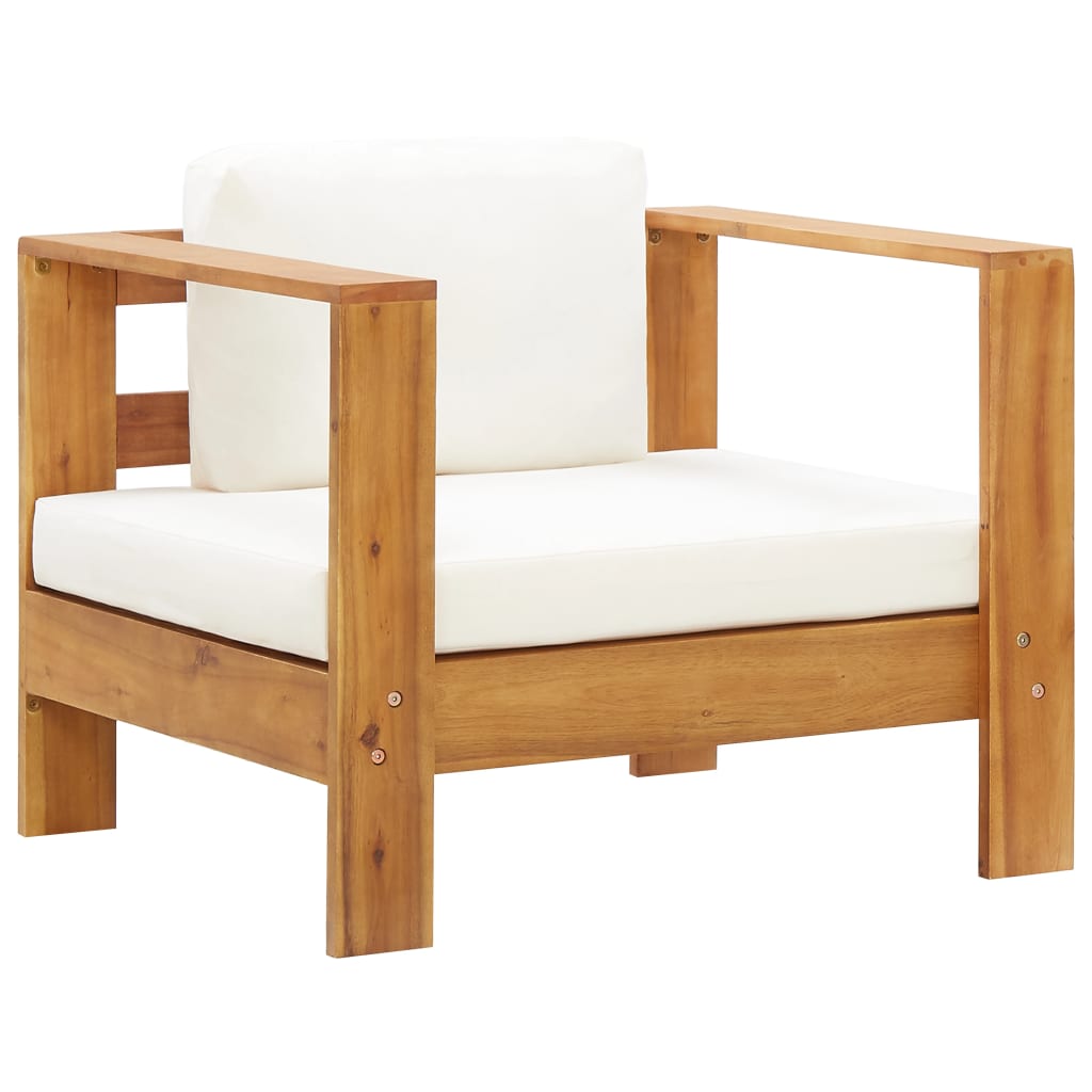 vidaXL Patio Chair with Cushion Cream Solid Acacia Wood