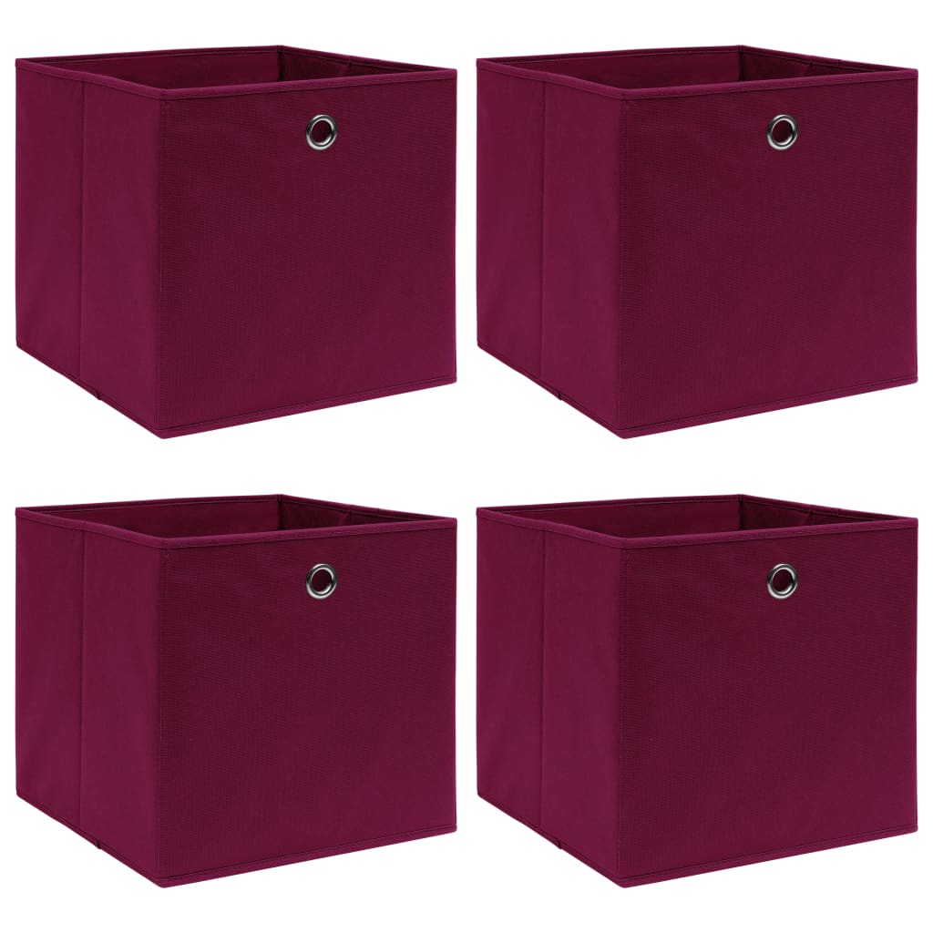 vidaXL Storage Boxes 4 pcs Dark Red 12.6"x12.6"x12.6" Fabric