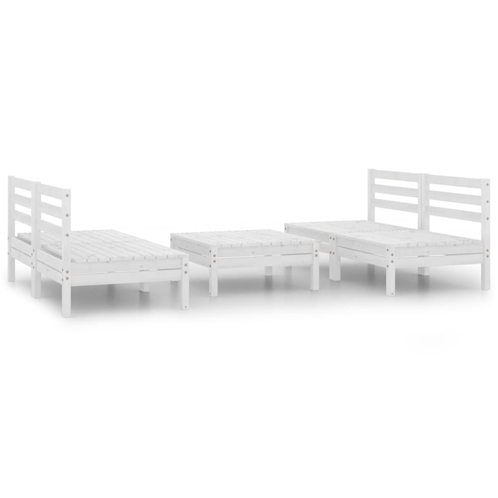 vidaXL 5 Piece Patio Lounge Set White Solid Pinewood