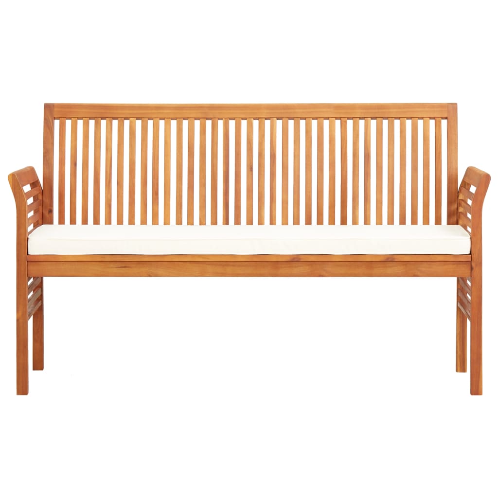 vidaXL 3-Seater Patio Bench with Cushion 59" Solid Acacia Wood