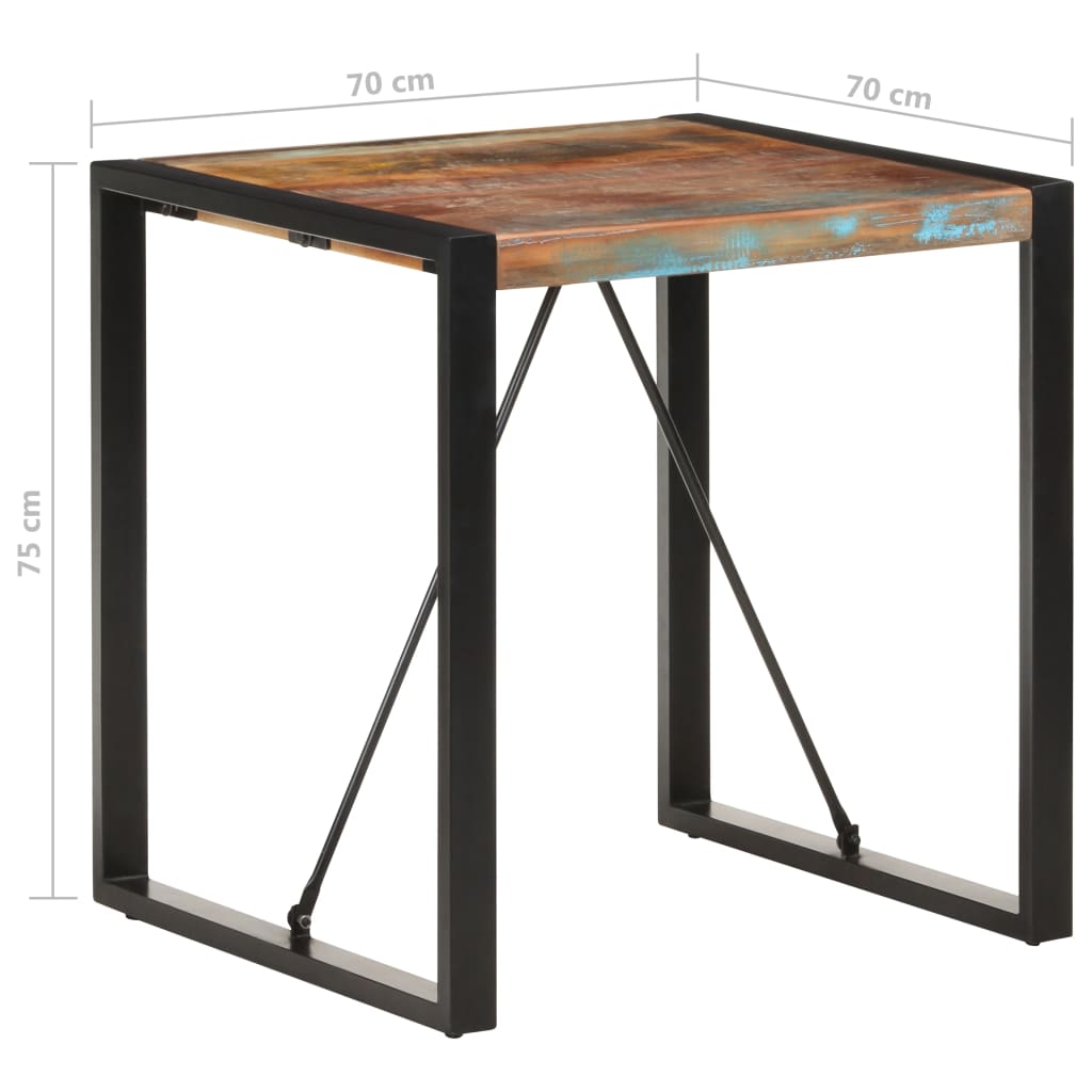 vidaXL Dining Table 27.6"x27.6"x29.5" Solid Reclaimed Wood