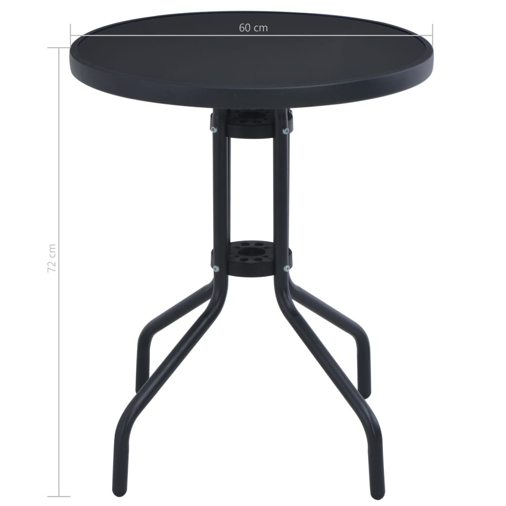 vidaXL Patio Table Black 23.6" Steel and Glass