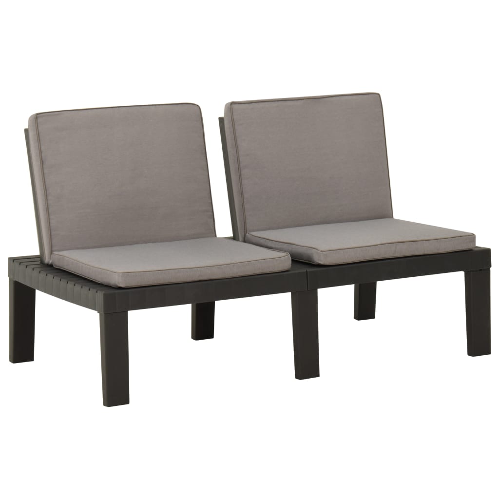 vidaXL 3 Piece Patio Lounge Set with Cushions Plastic Gray