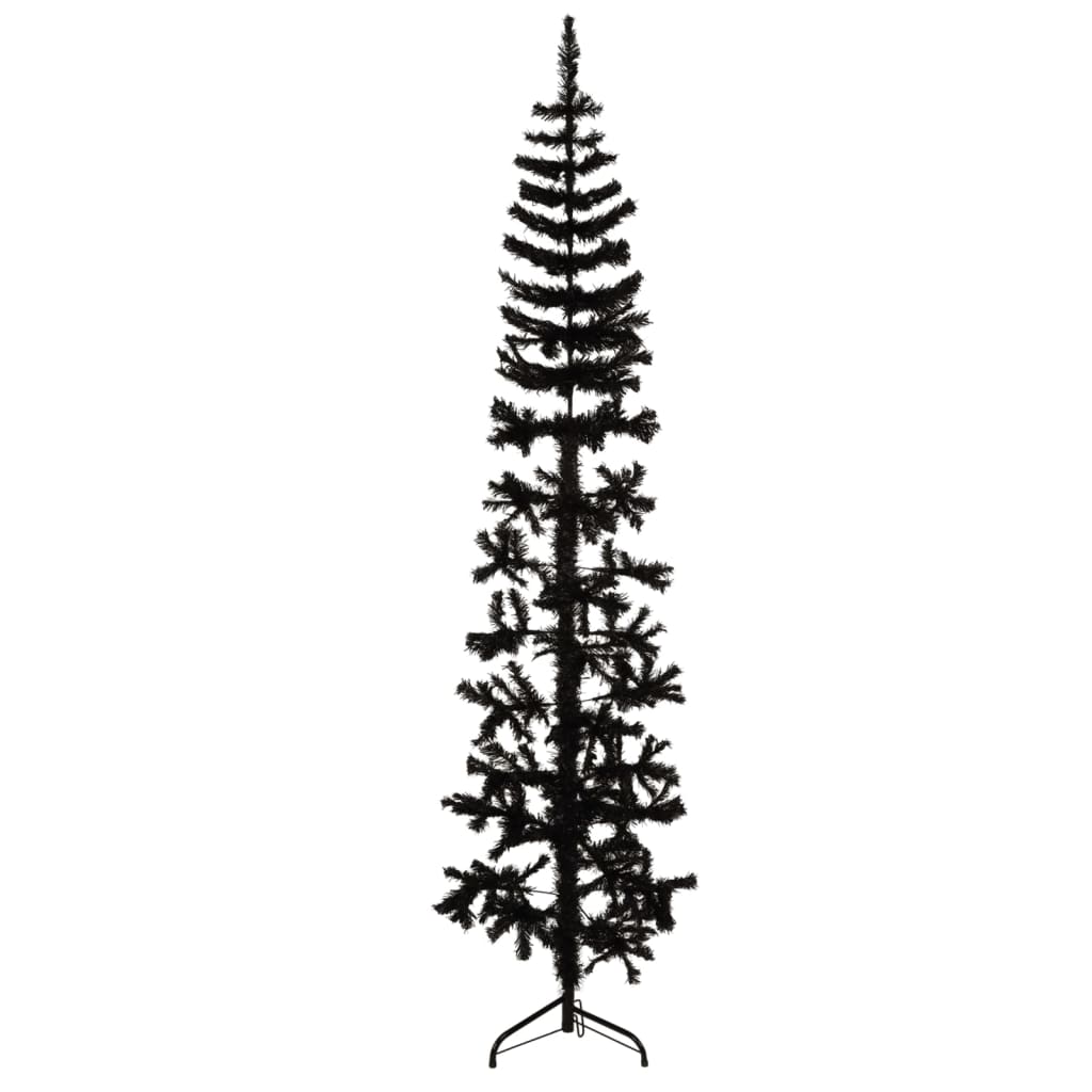 vidaXL Slim Artificial Half Christmas Tree with Stand Black 8 ft