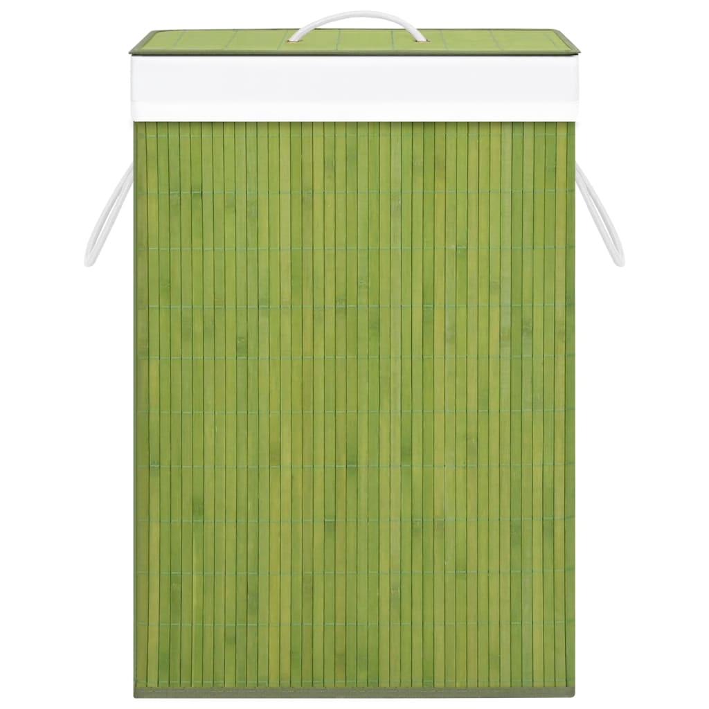 vidaXL Bamboo Laundry Basket with 2 Sections Green 19 gal