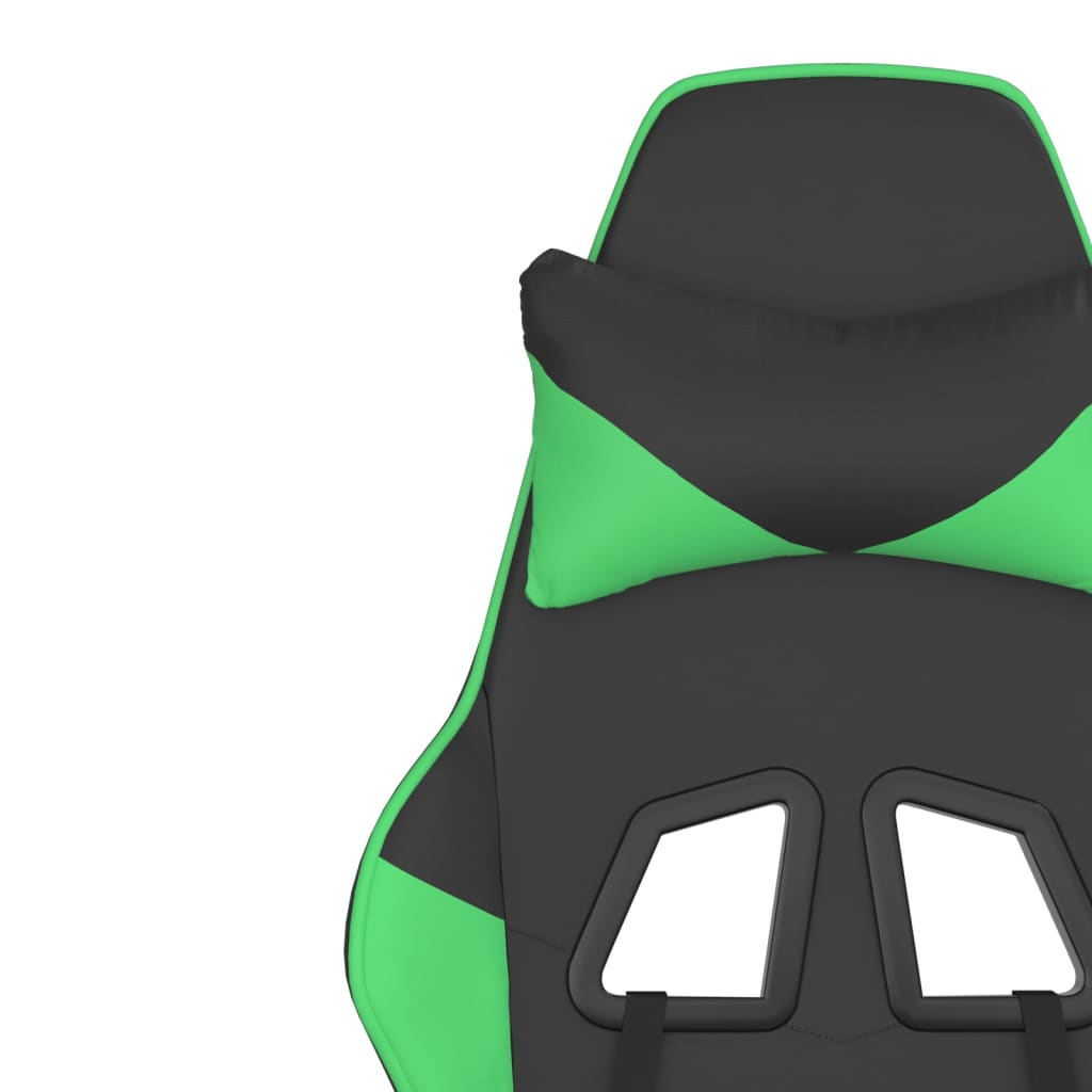 vidaXL Gaming Chair with Footrest Black and Green Faux Leather