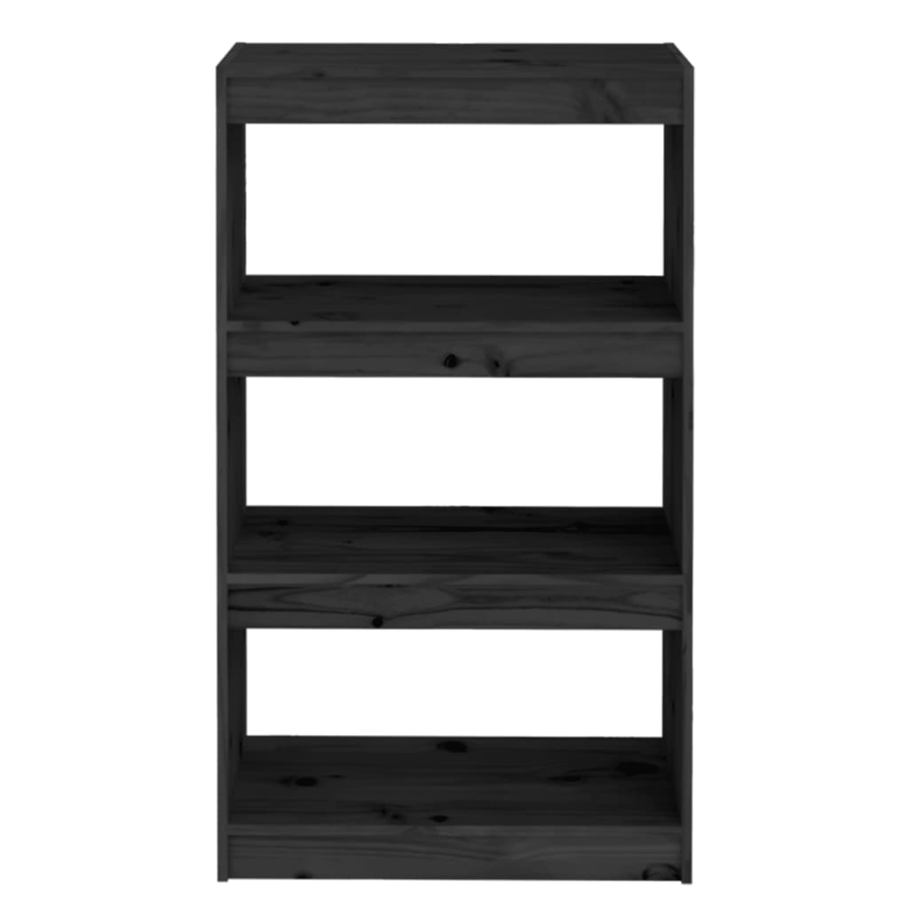 vidaXL Book Cabinet/Room Divider Black 23.6"x11.8"x40.7" Solid Wood Pine