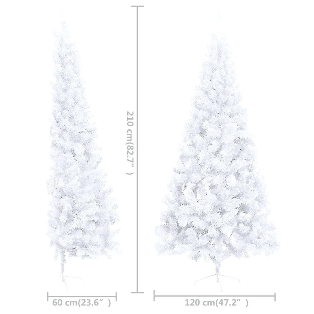vidaXL Artificial Half Pre-lit Christmas Tree with Stand White 82.7" PVC