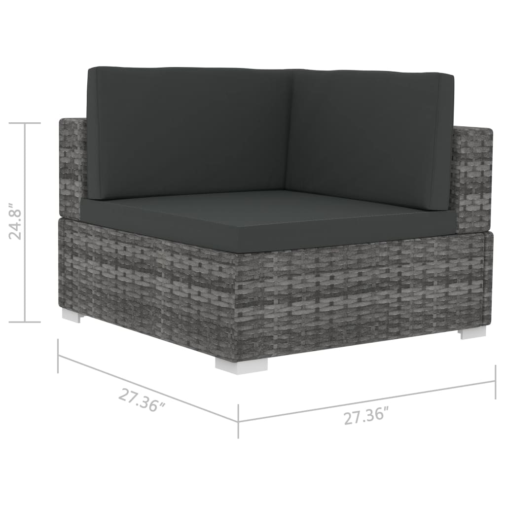 vidaXL 2 Piece Patio Sofa Set with Cushions Poly Rattan Gray