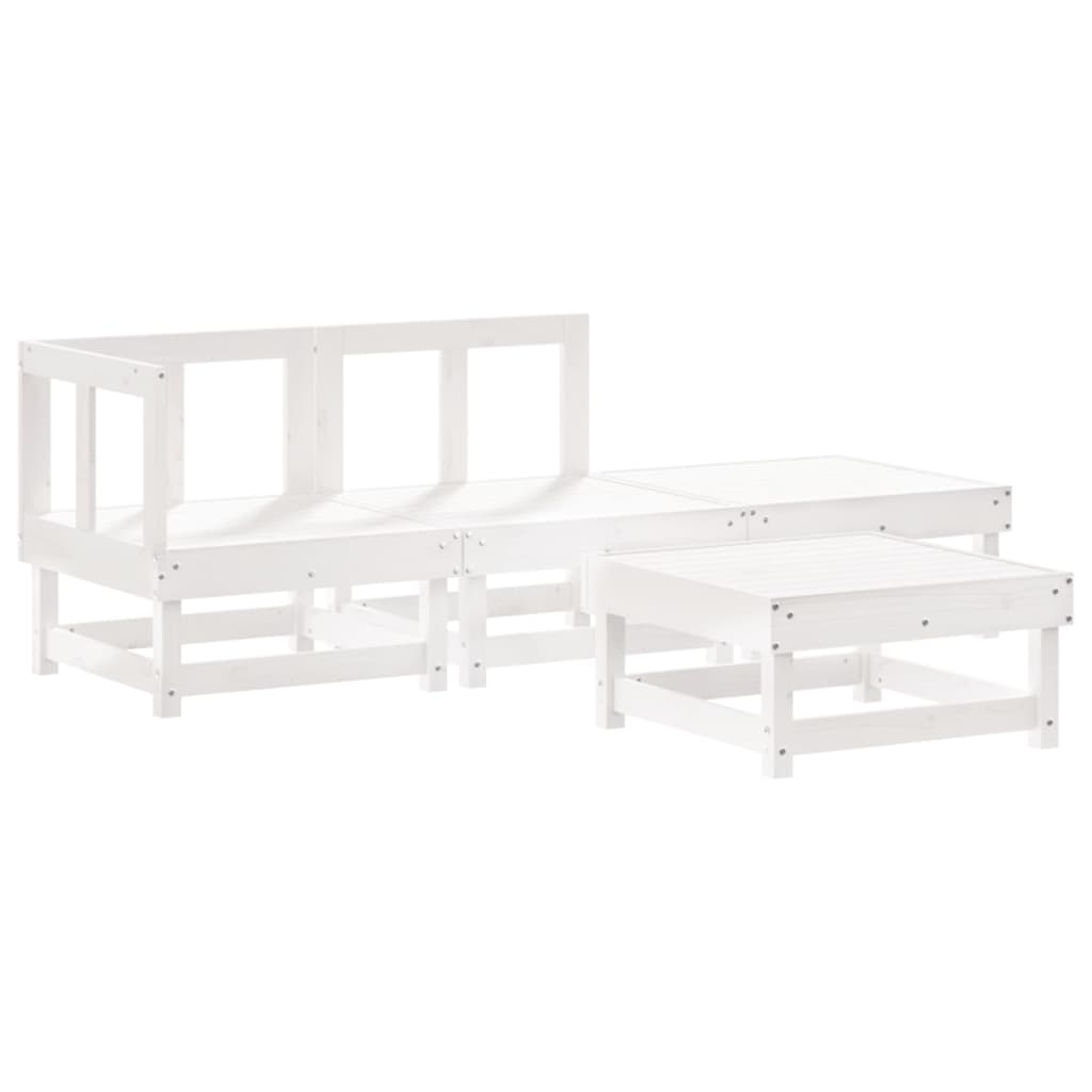 vidaXL 4 Piece Patio Lounge Set with Cushions White Solid Wood