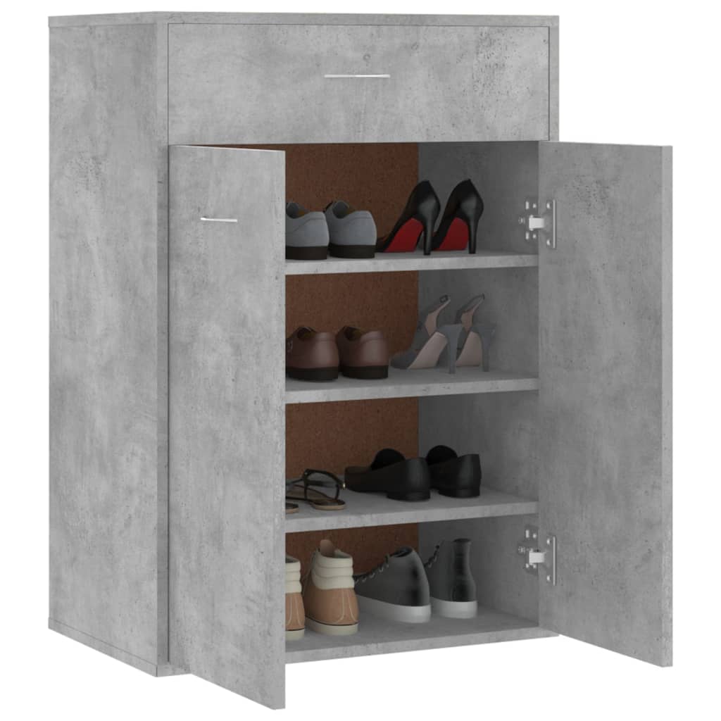 vidaXL Shoe Cabinet Concrete Gray 23.6"x13.8"x33.1" Engineered Wood