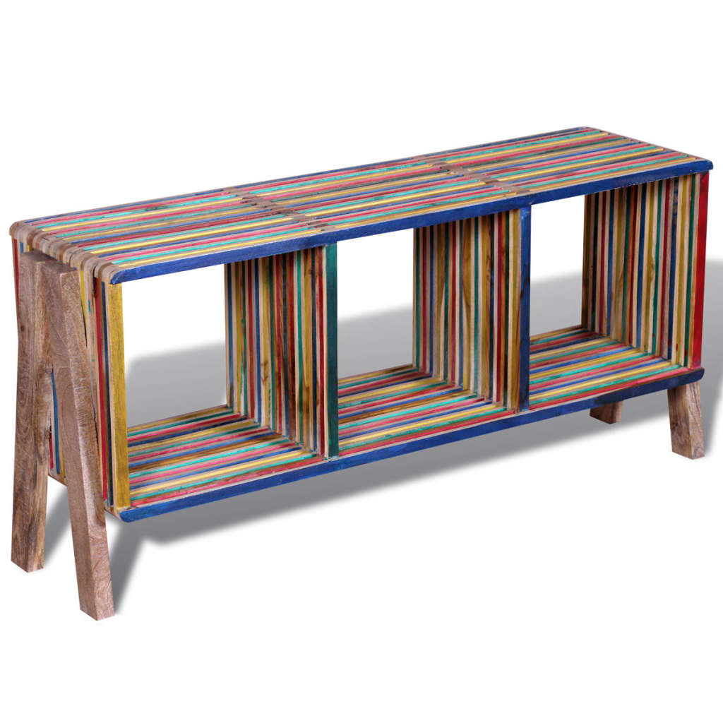 TV Cabinet with 3 Shelves Stackable Reclaimed Teak Colorful