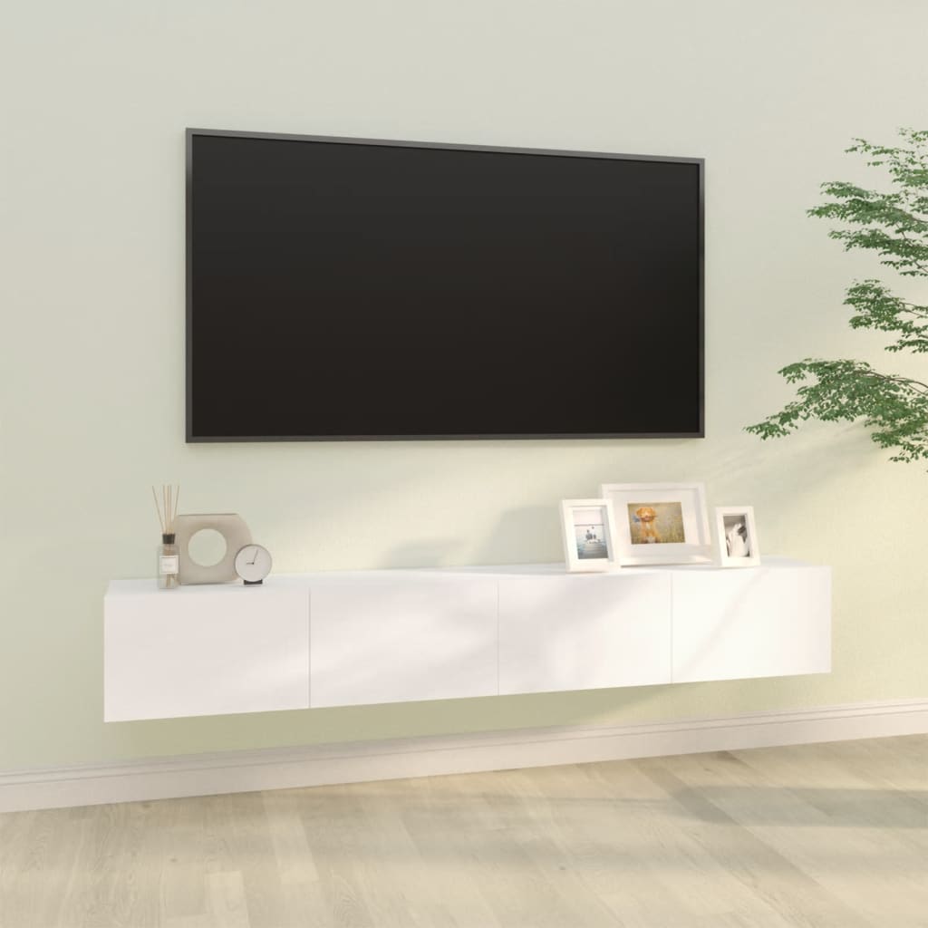 vidaXL Wall TV Stands 2 Pcs White 39.4"x11.8"x11.8" Engineered Wood