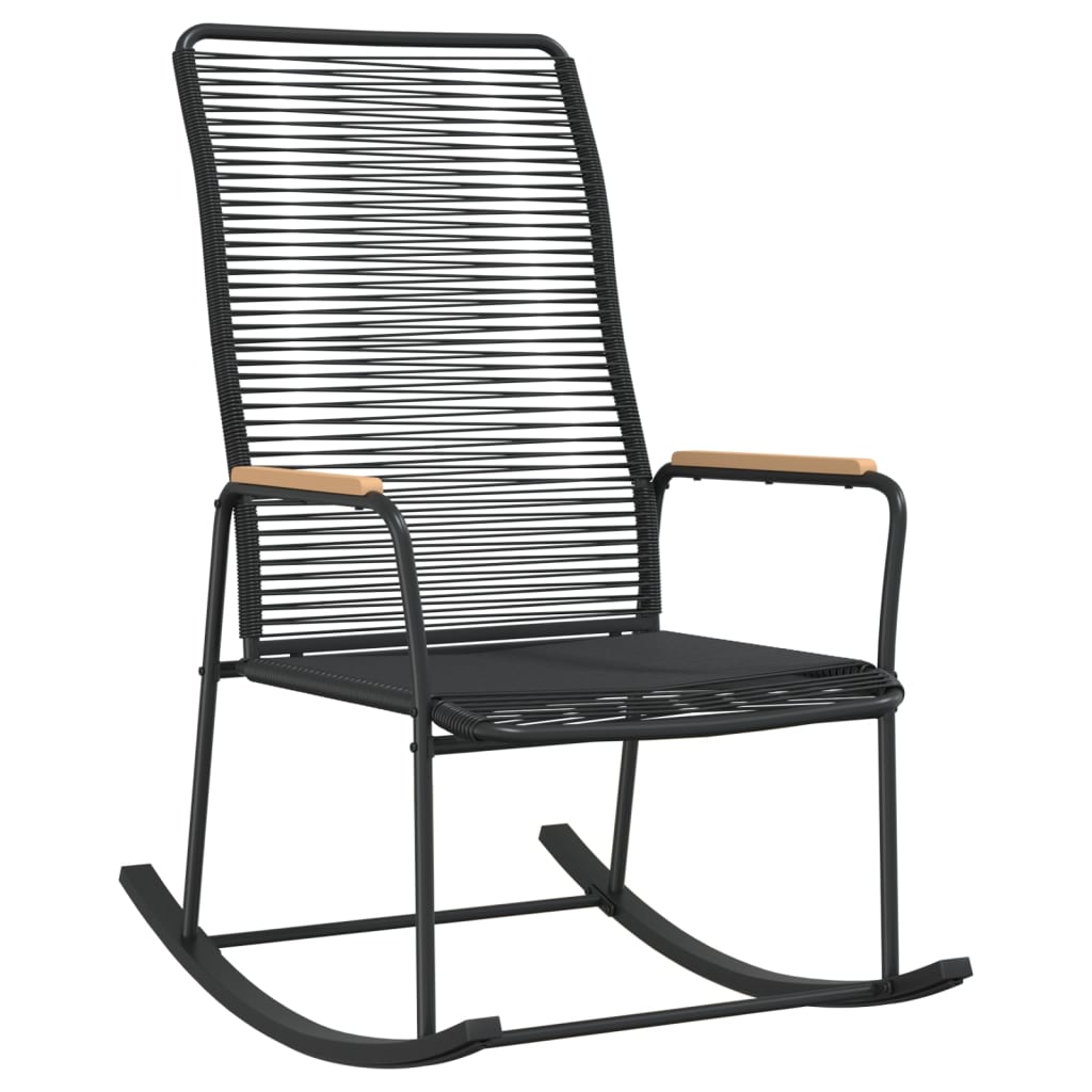 vidaXL Patio Rocking Chair Black 23.2"x31.3"x40.9" PVC Rattan