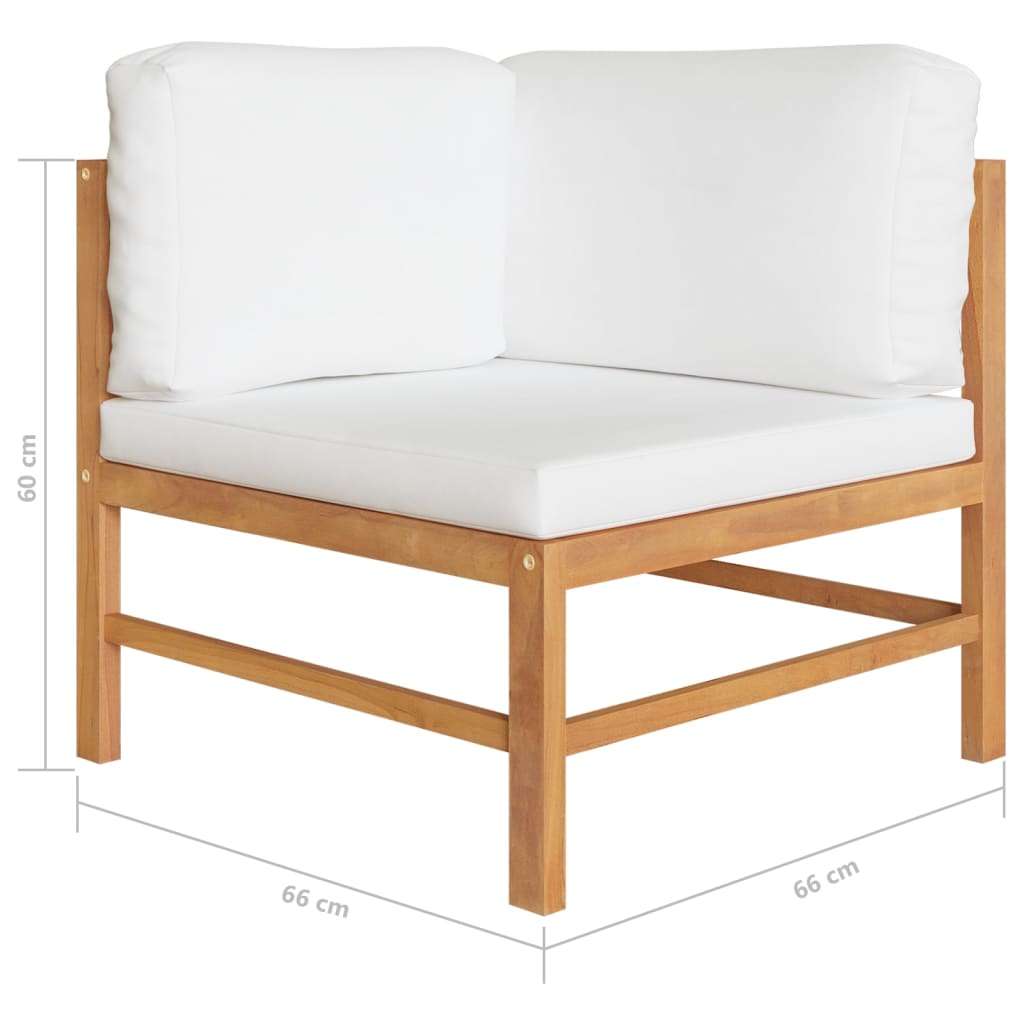vidaXL 5 Piece Patio Lounge Set with Cream Cushions Solid Wood Teak