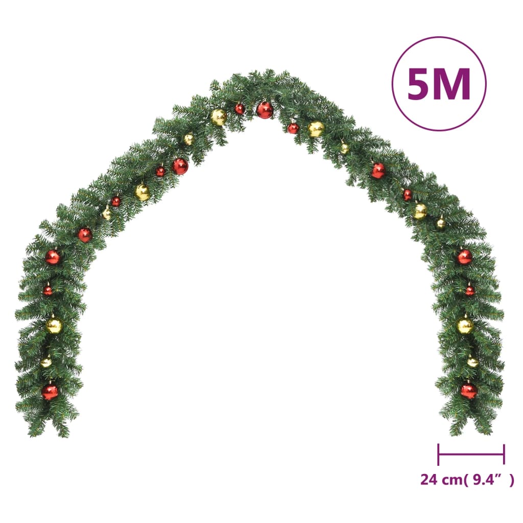 vidaXL Christmas Garland Decorated with Baubles 16 ft