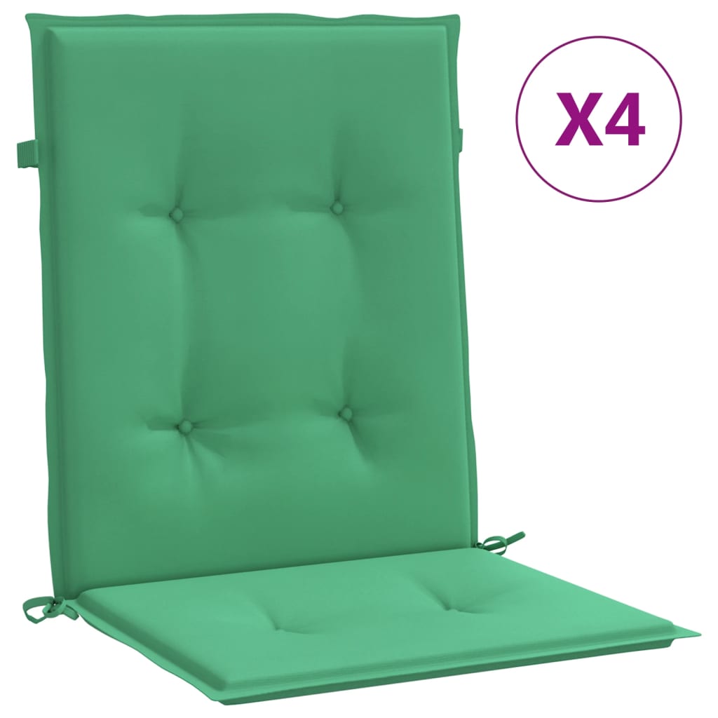 vidaXL Garden Lowback Chair Cushions 4 pcs Green 39.4"x19.7"x1.2" Oxford Fabric