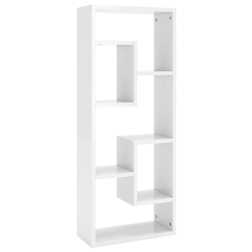 vidaXL Wall Shelf High Gloss White 14.2"x6.3"x35.4" Engineered Wood