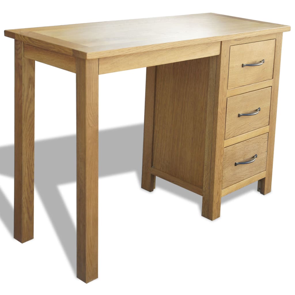 vidaXL Desk with 3 Drawers Solid Oak Wood 41.7"x15.7"x29.5"