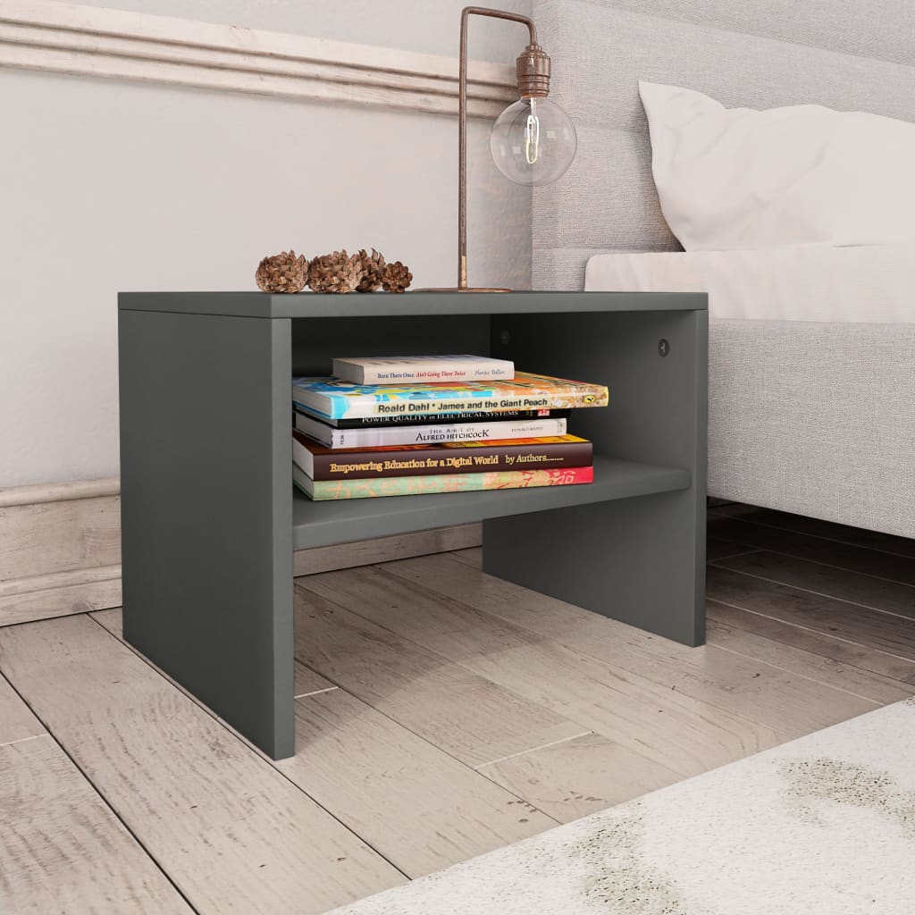 vidaXL Bedside Cabinets 2 pcs Gray 15.7"x11.8"x11.8" Engineered Wood