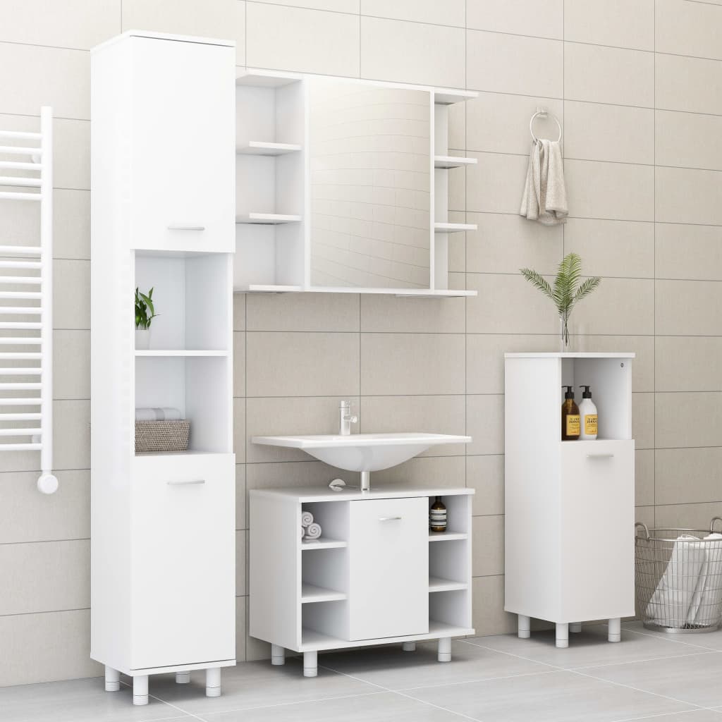 vidaXL Bathroom Mirror Cabinet White 31.5"x8.1"x25.2" Chipboard