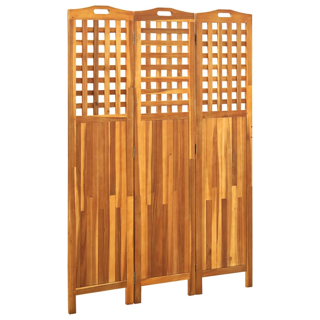 vidaXL 3-Panel Room Divider 47.6"x0.8"x66.9" Solid Acacia Wood