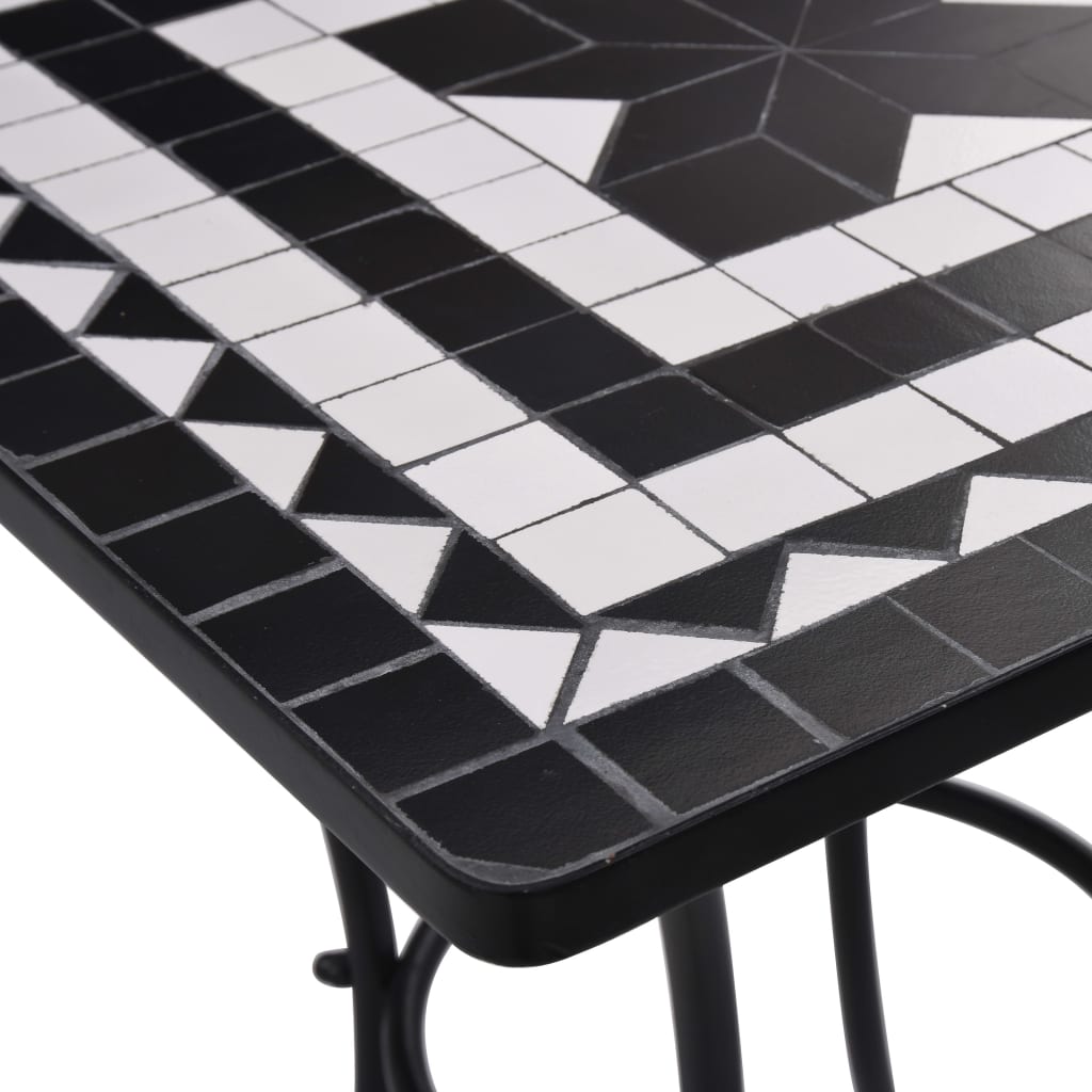 vidaXL Mosaic Bistro Table Black and White 23.6" Ceramic