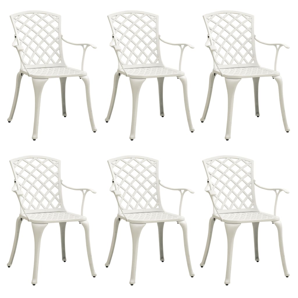 vidaXL Patio Chairs 6 pcs Cast Aluminum White