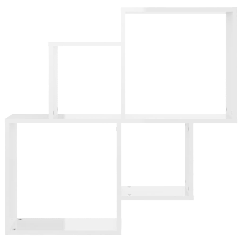 vidaXL Wall Cube Shelf High Gloss White 31.5"x5.9"x30.9" Engineered Wood