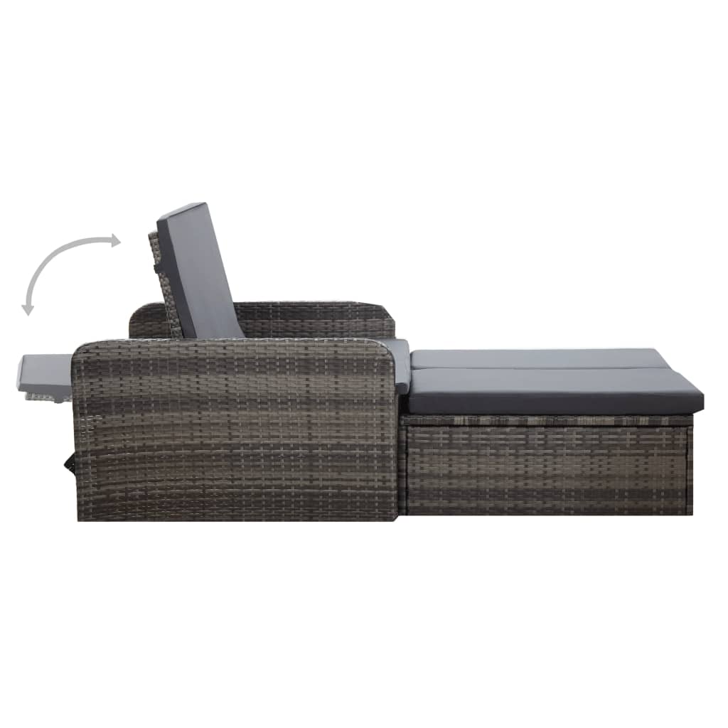 vidaXL 2 Piece Patio Lounge Set with Cushions Poly Rattan Gray