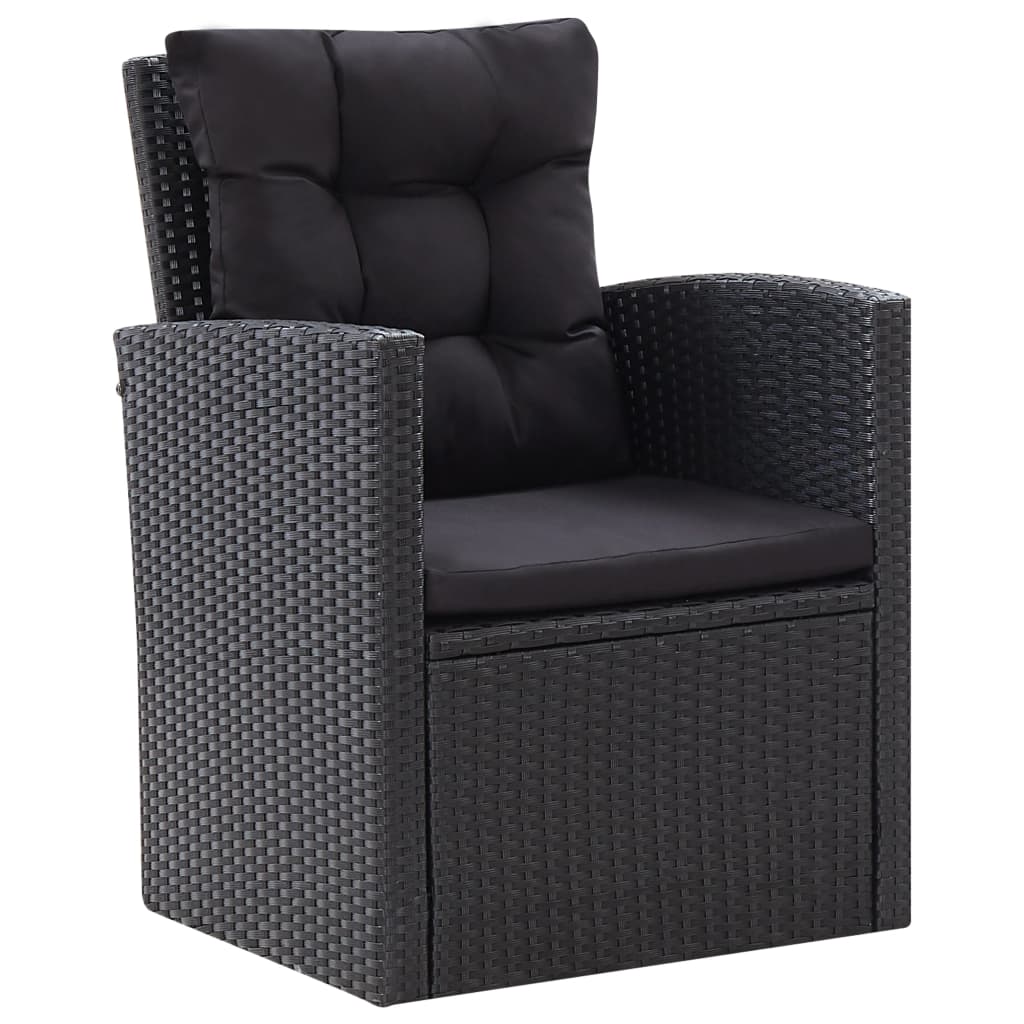 vidaXL 6 Piece Patio Lounge Set with Cushions Poly Rattan Black