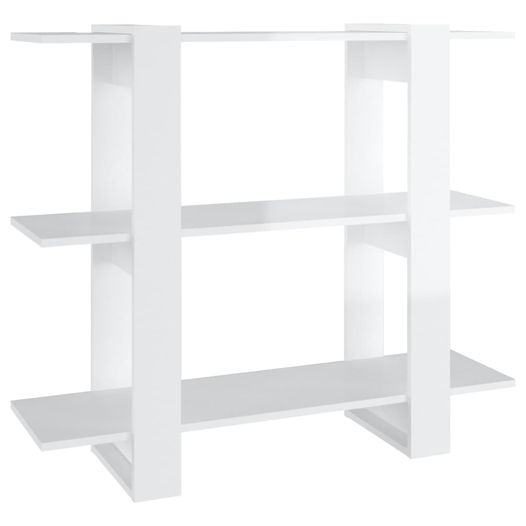 vidaXL Book Cabinet/Room Divider High Gloss White 39.4"x11.8"x34.3"