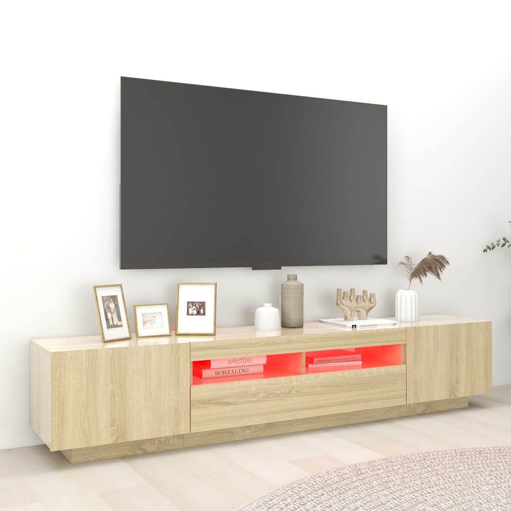 vidaXL TV Stand with LED Lights Sonoma Oak 78.7"x13.8"x15.7"