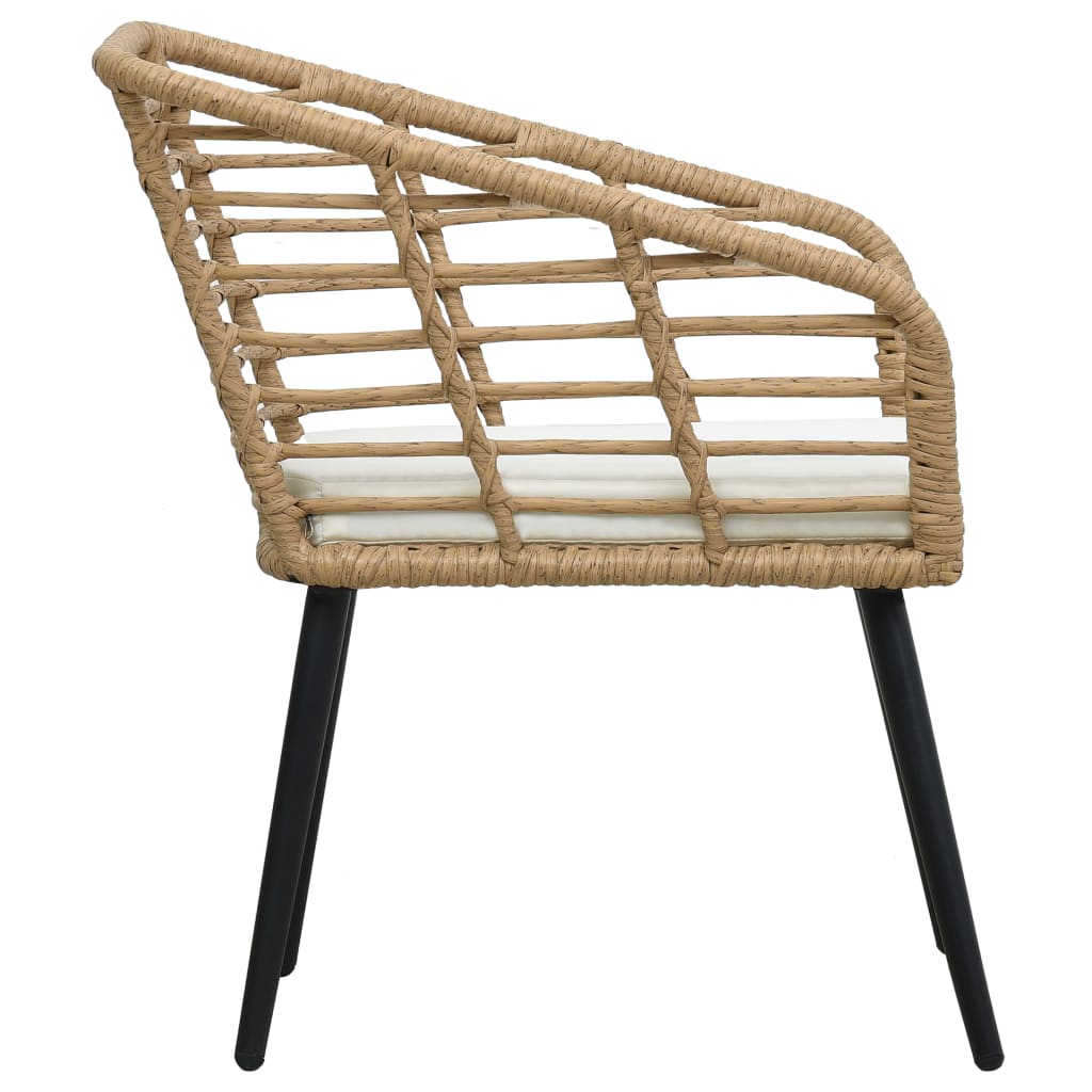 vidaXL Patio Chairs with Cushions 2 pcs Poly Rattan Oak
