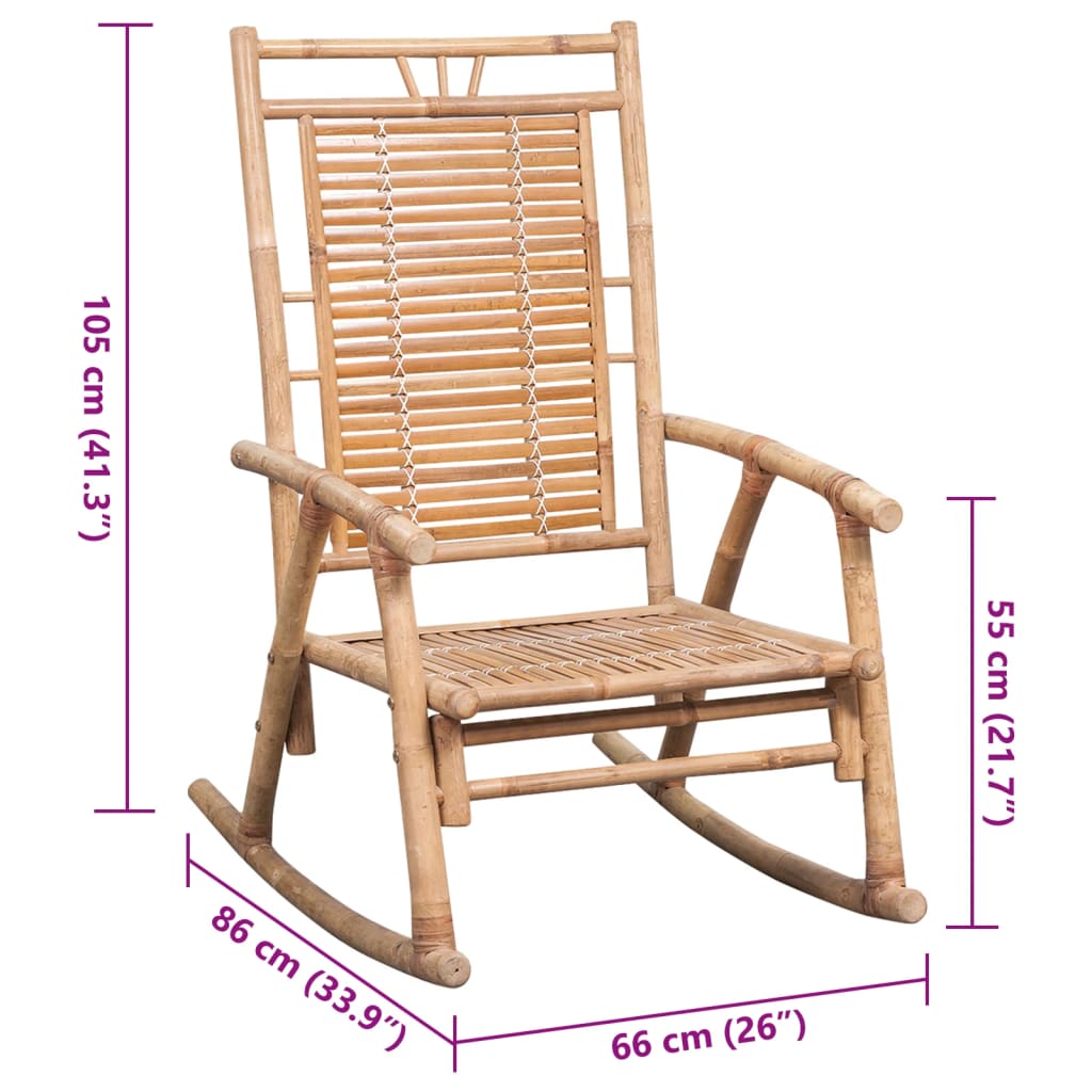 vidaXL Rocking Chair with cushion Bamboo