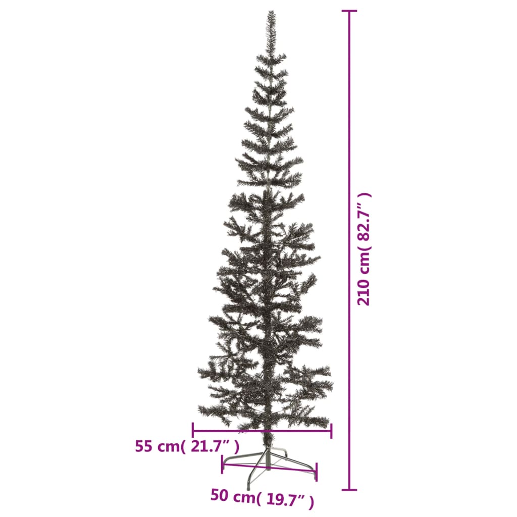 vidaXL Slim Christmas Tree Black 7 ft