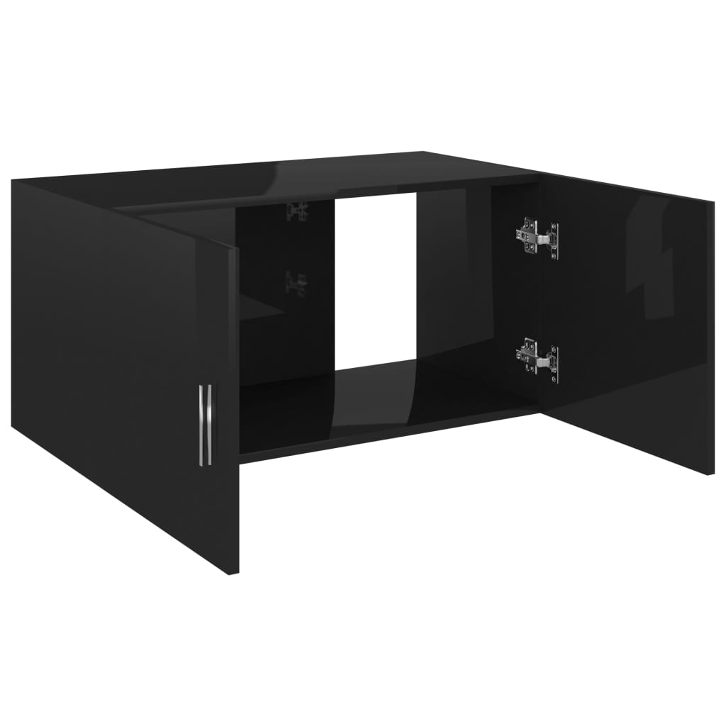 vidaXL Wall Mounted Cabinet High Gloss Black 31.5"x15.4"x15.7" Chipboard