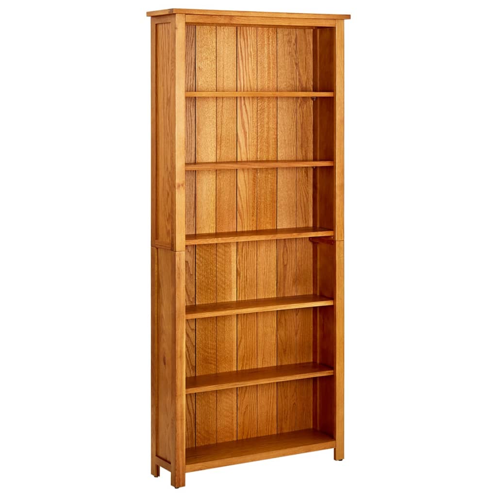 vidaXL 6-Tier Bookcase 31.5"x8.9"x70.9" Solid Oak Wood