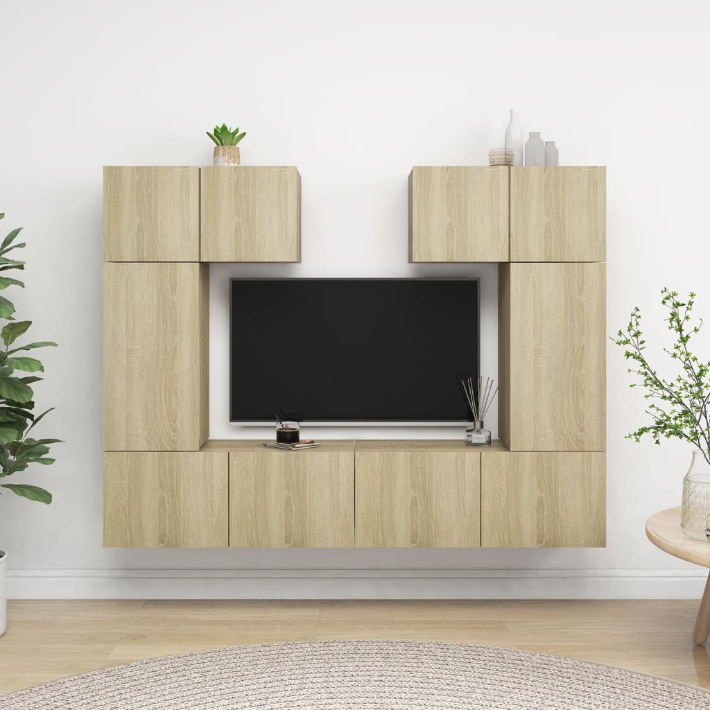 vidaXL 6 Piece TV Stand Set Sonoma Oak Engineered Wood